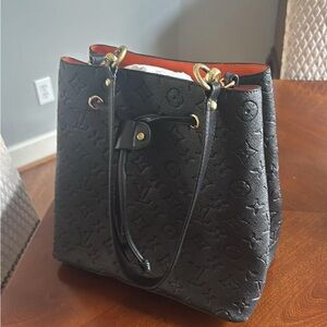 Black Embossed Tote with Gold Accents